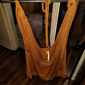 Free People Rust Brown Draped Tank Top
